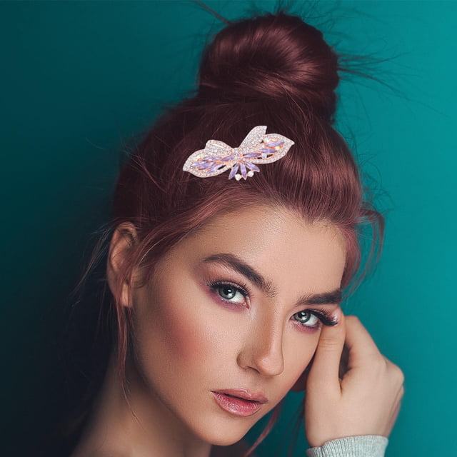 CATIEBYE 2Pcs Sparkling Rhinestone Butterfly Hair Clips Metal Hair Barrettes for Special Occasions