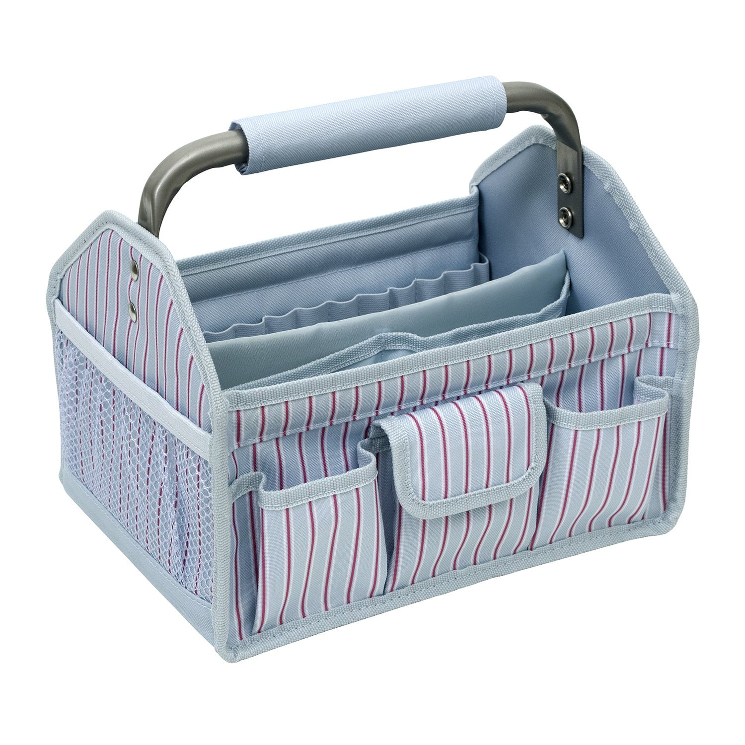 12 Individual Compartments Blue Floral Craft Caddy Storage Box