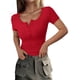 thumbnail image 1 of Remera PRETTYGARDEN Ajustada de Canalé con Cuello Henley y Botones Roja Talle L, 1 of 8