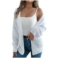 thumbnail image 2 of Fznquz Lightweight Cardigans for Women Cropped Bolero White Shrugs Cardigans Long Sleeve Knit Tops, 2 of 8
