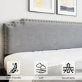 thumbnail image 4 of Homhougo Full Size Bed Frame with Headboard, Velvet Upholstered Platform Bed with Rivet Decor, Heavy Duty, No Box Spring Needed, Easy Assembly, Gray, 4 of 6