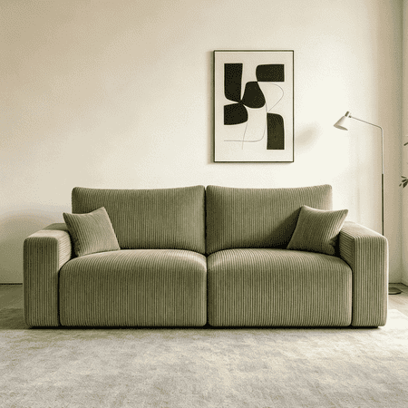 Gericco 79" Modular Sectional Sofa,Boneless Cloud Couch and Corduroy Fabric ,No Assembly Required for Apartment Living Room Office,Green