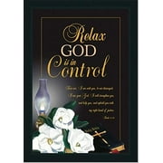 God Is In Control | Framed Religious Black Art | 40L X 28W" Inches