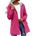 thumbnail image 2 of Baberdicy Womens Autumn Winter Solid Color Hoodie Pockets Zipper Mid Long Length Jacket , Level-3 Waterproof Windbreaker, Hooded Rain Jacket, Packable Hiking Shell Hot Pink M, 2 of 5