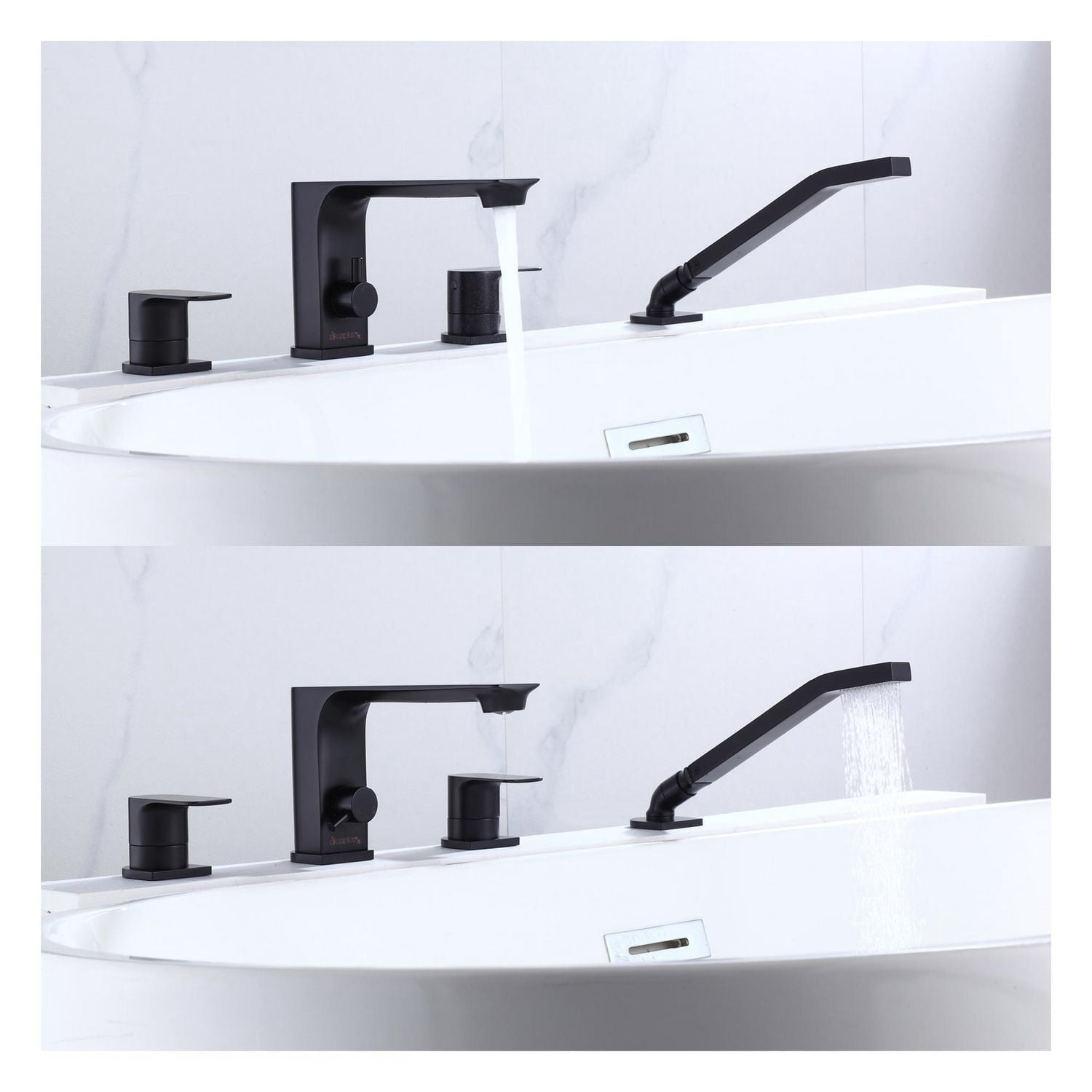 The akuaplus® Roman Bathtub Faucet ELENA with Hand Shower in solid brass - 4 Pieces.