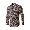 thumbnail image 1 of Blusa y camisa de manga larga con cuello alto y estampado para hombre, con hebilla de esfera, cuello alto, camisa de manga larga de talla grande para hombre, blusa de poliéster para hombre, 1 of 3