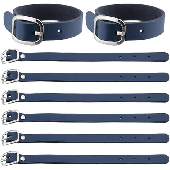 10pcs 10PCS 8 Inch Cowhide Leather Luggage Labels Strap Luggage Tags Adjustable Replacement Belts with Buckle Watch Band Strap for ID Card Pass Holder Travel Storage Hanging Supplies Marine Blue Blue