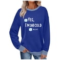 thumbnail image 2 of YueHuiYing Women's Oversized Hoodless Sweatshirt with Letter Combination Print Round Neck Long Sleeves - Fashionable Casual Comfortable, 2 of 6