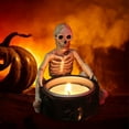 thumbnail image 4 of FastXmas Halloween Skull Tealight Holders, 3.5" Resin Human Skeleton Design Candlestick, Gothic Style Votive Tea Light Candle Holder Desktop Crafts Halloween Decorations for Table Centerpiece Party, 4 of 9