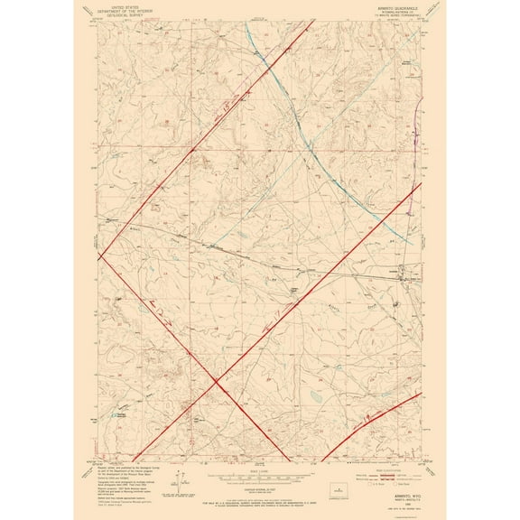 Topographical Map - Arminto Wyoming Quad - USGS 1952 - 23 x 32.07 - Vintage Wall Art