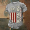 thumbnail image 5 of USA 250th Anniversary Shirt Mens 4th of July T Shirts Short Sleeve Crew Neck Tee Independence Days Top Light Gray M, 5 of 6