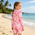 thumbnail image 2 of JAJAHO Girls Rash Guard UPF 50+ Swimsuit Long Sleeve One Piece Bathing Suit Heart Printed Zipper Front Boyleg Swimwear For Kids Toddlers 1-7Y, 2 of 9
