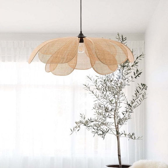 Arturesthome Rattan Petal Rustic Pendant Lamp Shade