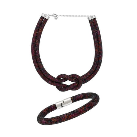Swarovski Crystals Stardust Dark Multicolor Necklace and Bracelet Set