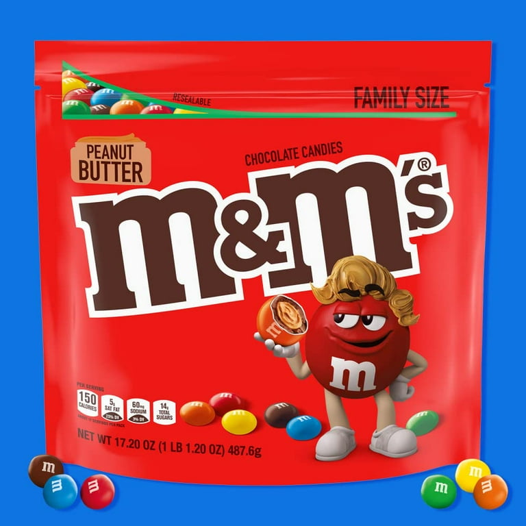 2X - M&M,S Peanut Butter Milk Chocolate Candy, Family Size, 17.2