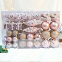 MXTPOV 72pcs Rose Gold Christmas Balls Assorted Shapes and Sizes Ornaments Set Christmas Tree Decorations Shatterproof Frosted Glitter Plastic Christmas Balls Delicate Christmas Decorations