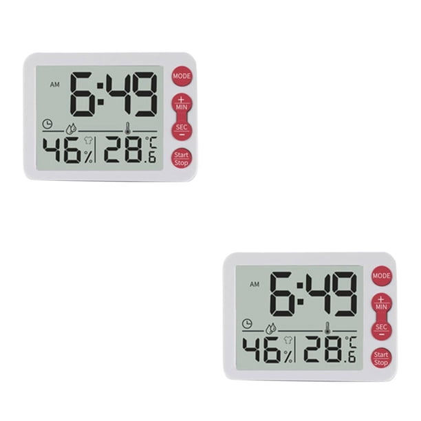 Alarma digital de escritorio Injueey Función de memoria LED Pantalla acrílica llave roja 2piezas