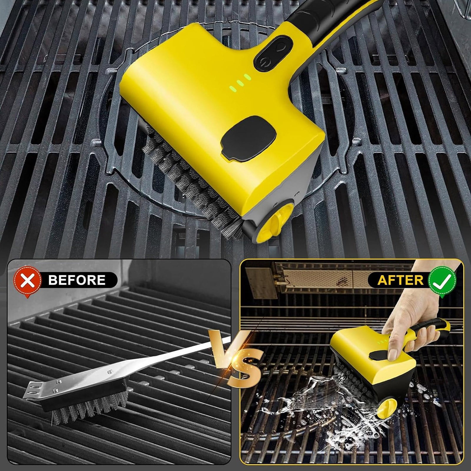 WEIWEIGG Cordless Grill Cleaning Robot Set, Smart BBQ Scrubber Tool with 2600mAh Battery, PP Brush for Griddles & Accessories, Cooktops, Floors​​