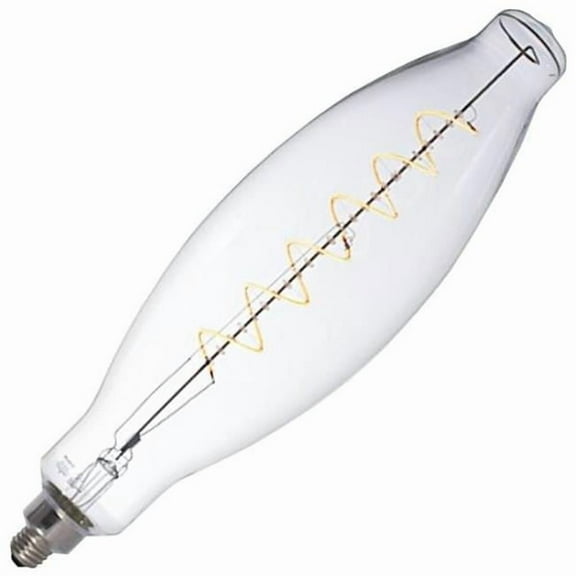 Grand Nostalgic Collection 4 Watt Dimmable Olive Shape Oversized Decorative LED Light Bulb with Medium (E26) Base  2200K Amber Light  200 Lumens  Clear Glass