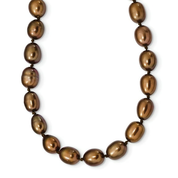 White Sterling Silver necklace Pearl Freshwater Brown 18 in