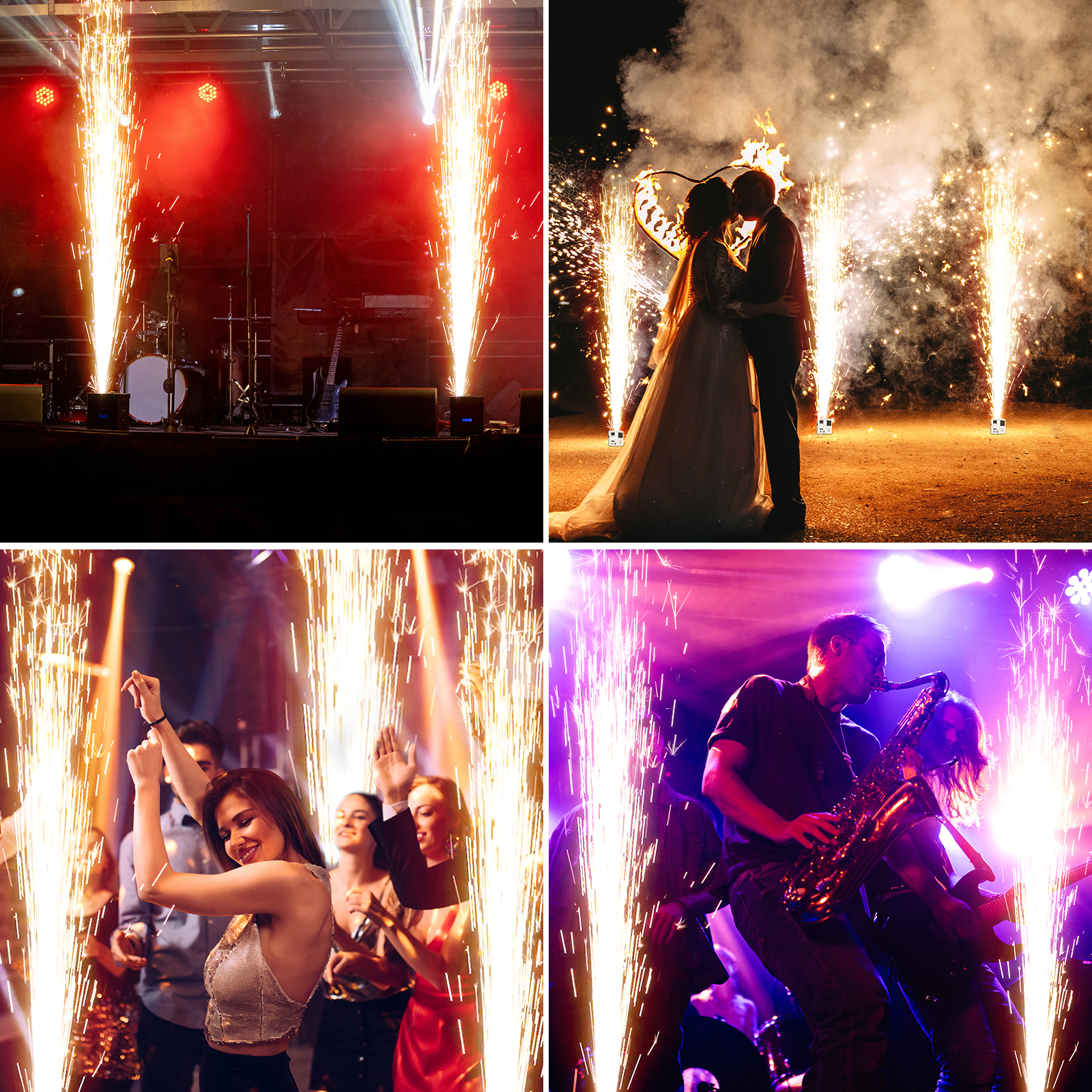 2Pack 1200W RGB LED Cold Spark Machine Firework Machine Stage Effect DMX for Wedding Party (White)