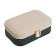 thumbnail image 1 of Joyero con espejo, sencillo estuche para anillos, pendientes y collares. Beige Negro, 1 of 9