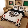 thumbnail image 3 of Erosebridal Leopard Print 8 Ball Playing Card Print Full Size Comforter Sets, Sports Monogram Bedding Sets for Kids Boys and Girls, Black Reversible 3-Piece, 1 Comforter and 2 Pillowcases, 3 of 6