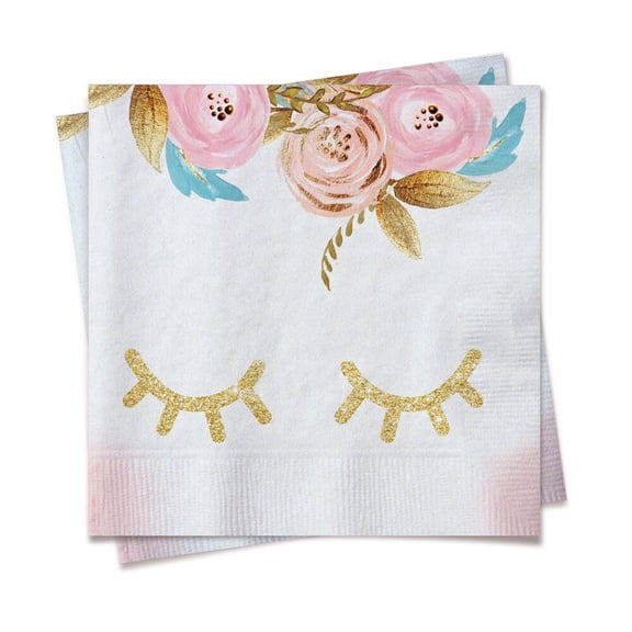 Unicorn Paper Napkins 9" x 9" - 20 Pack Birthday Party Supplies & Decorations | Unicorn Party Supplies, Birthday Party Kit, Unicorn Girl