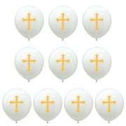 Easter Balloons Set, 10pcs Cross Latex Balloon, God Bless Baptism Balloon, Holiday Party Celebration Decoration for Christening