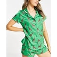 thumbnail image 3 of Womens Satin Short Pajamas Set Sleepwear Button Down Two-piece Pj Sets Flannel Loungewear, 3 of 6