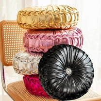 AYktou Throw Pillows, Shiny Fabric Wheel Sofa Cushion Pillow Round Pleated Pumpkin Futon Floor Decor Thick Cushion Pillows for Home Floor Sofa Chair Bed Car Decoration Festival Decorative, Black