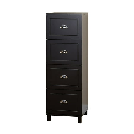 bradley 4 drawer vertical wood filing cabinet, black
