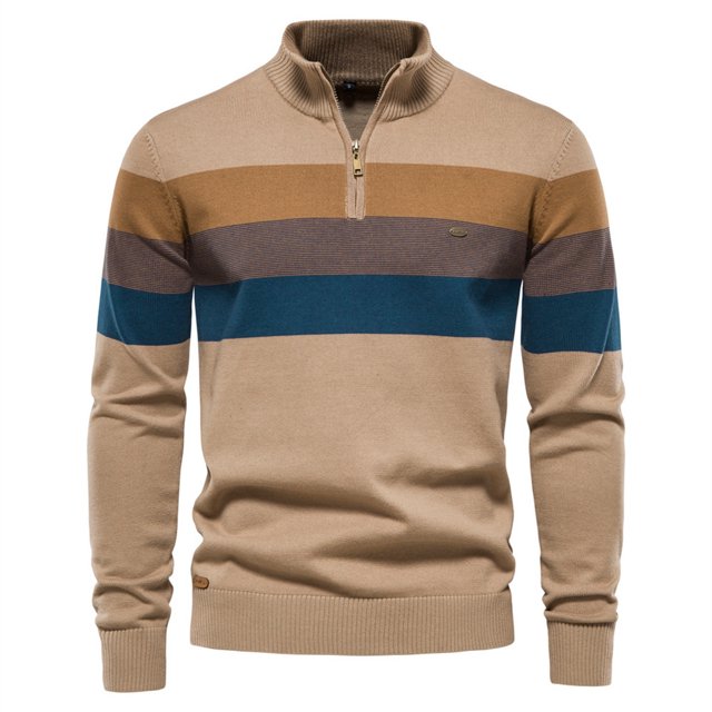 Gibobby Suéter para hombre Sudadera de vellón de manga larga con cuello redondo para hombre(Caqui,G)
