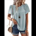 thumbnail image 3 of Blusas de Informales de Corta con Cuello Redondo y Dobladillo de Encaje para Mujer, Estilo Bohemio, de Verano, 2025 Gris Verde M, 3 of 10