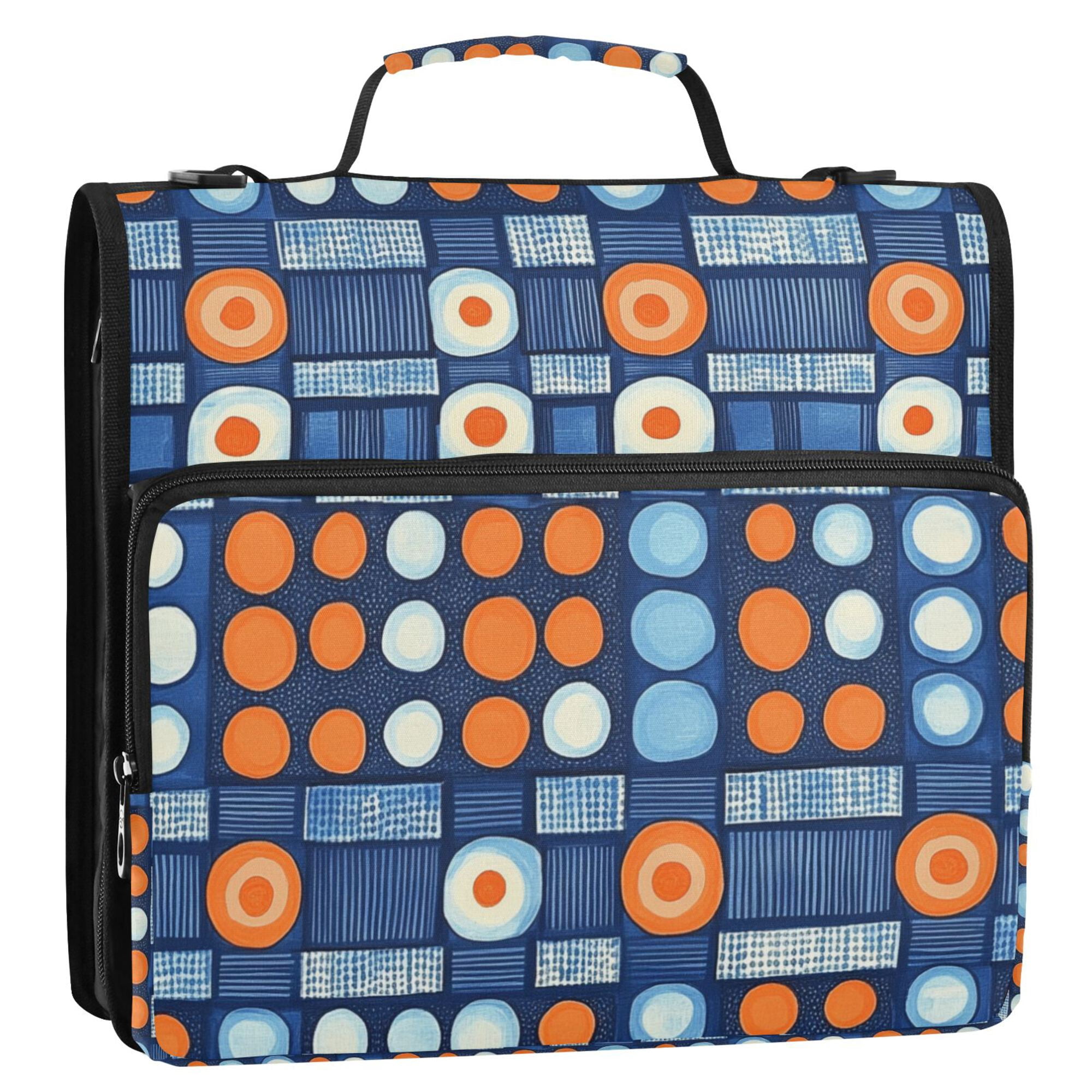 FORMRS Zipper Binder with Shoulder Strap 2-inch Ring 500 Sheet Capacity File Bag, Modern Color Circle