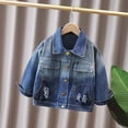 thumbnail image 4 of WQNVRNR Girls Denim Jacket- Drop Shoulder Fall Casual Button Front Jean Jacket Coat with Pockets Blue Size 11 Years, 4 of 7