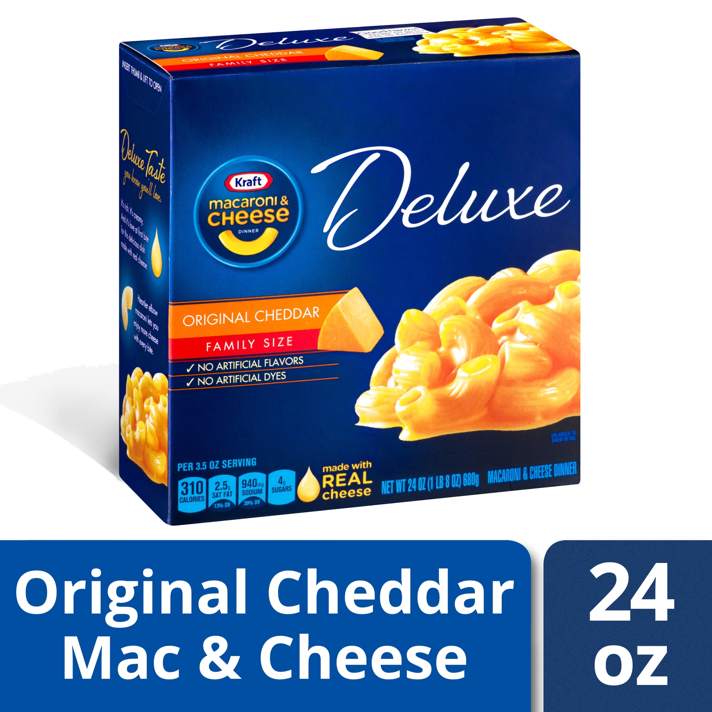 Kraft Deluxe Original Cheddar Mac and Cheese Dinner, 24 oz Box