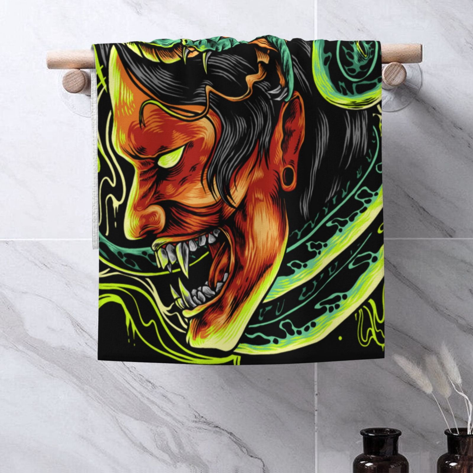 Devil Snake Demon Japanese 27.5" x 16" Ultra Soft Hand Towel, Face Wash Cloth for Bathroom, Gym, Travel, Pool