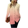 thumbnail image 5 of idosla Long Sleeve Cardigan for Women Casual Gradation Pockets Button Down Loose Fall Lightweight Hiking Trendy Jacket (Pink, XXL), 5 of 8