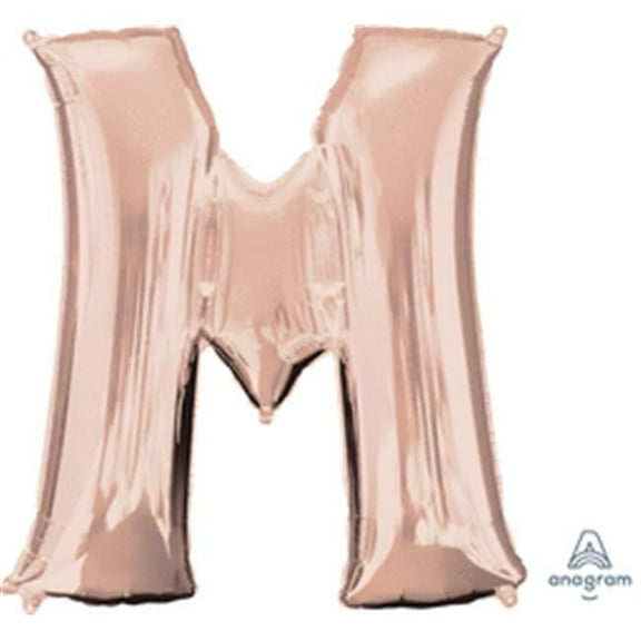 34 inch Letter M - Anagram - Rose Gold Foil Mylar Balloon - Party Supplies Decorations