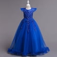 thumbnail image 5 of Fgnfyis Girls Dress Long Flowy Summer Formal Gown for Piano Performance Party Wedding Toddler Girl Dress Blue 15-16 Years, 5 of 6