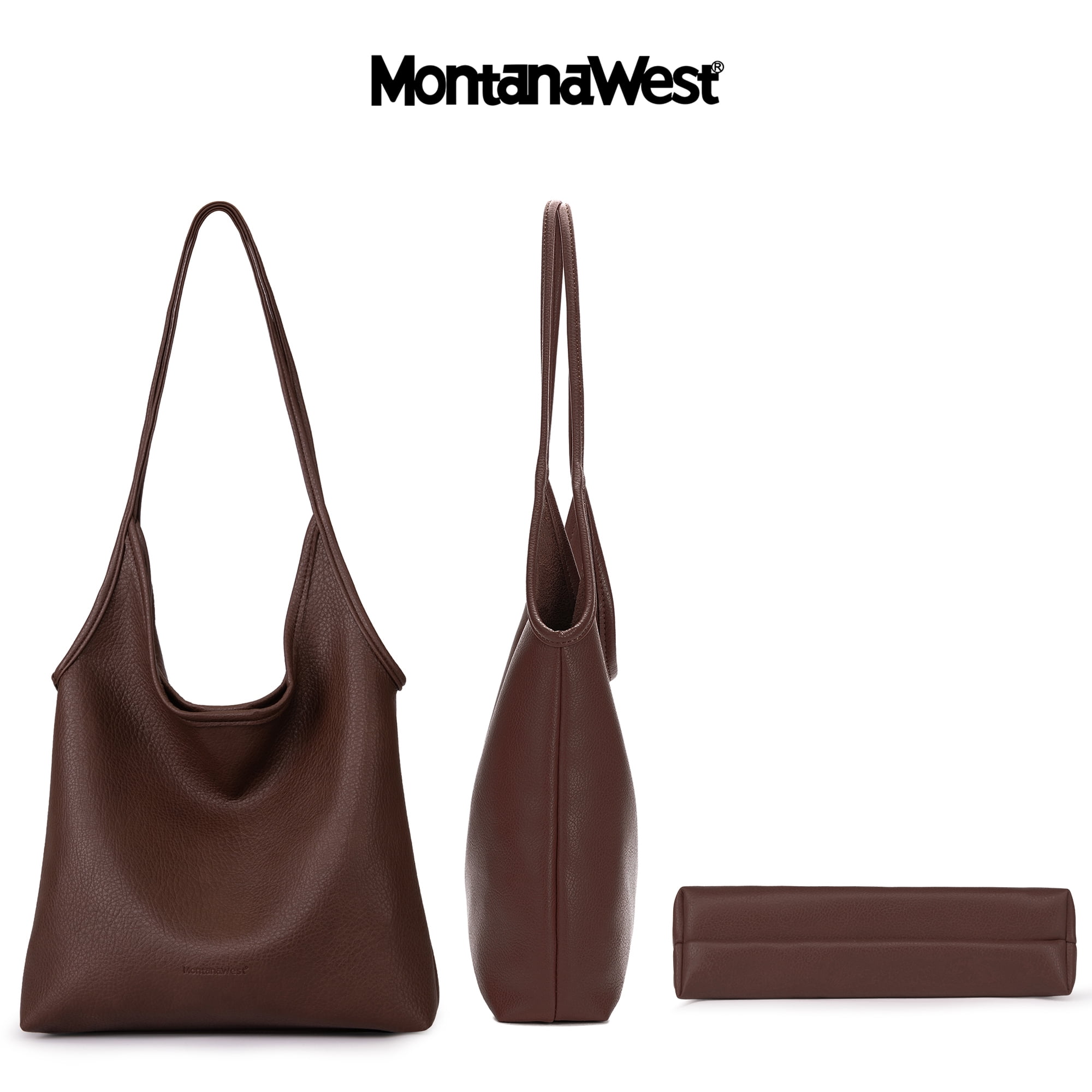 Montana West Slouchy Hobo Bags for Women Soft Designer Shoulder Purses Ladies Top Handle Handbag, Coffee