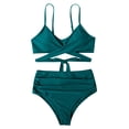 thumbnail image 1 of DPTALR Maillot de Bain Femme Deux Pièces Taille Haute Imprimé Croisé Bikini, 1 of 4