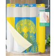 thumbnail image 2 of No Hook Shower Curtain with Snap-in Liner, Jellyfish Blue Waterproof Fabric Bathroom Curtains, Boho Tropical Yellow Stripe Summer Abstract Bath Curtains & Mesh Top Window 66"x72", 2 of 6
