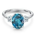 thumbnail image 3 of Gem Stone King 3.66 Ct Oval London Blue Topaz White Topaz 925 Sterling Silver Ring, 3 of 6