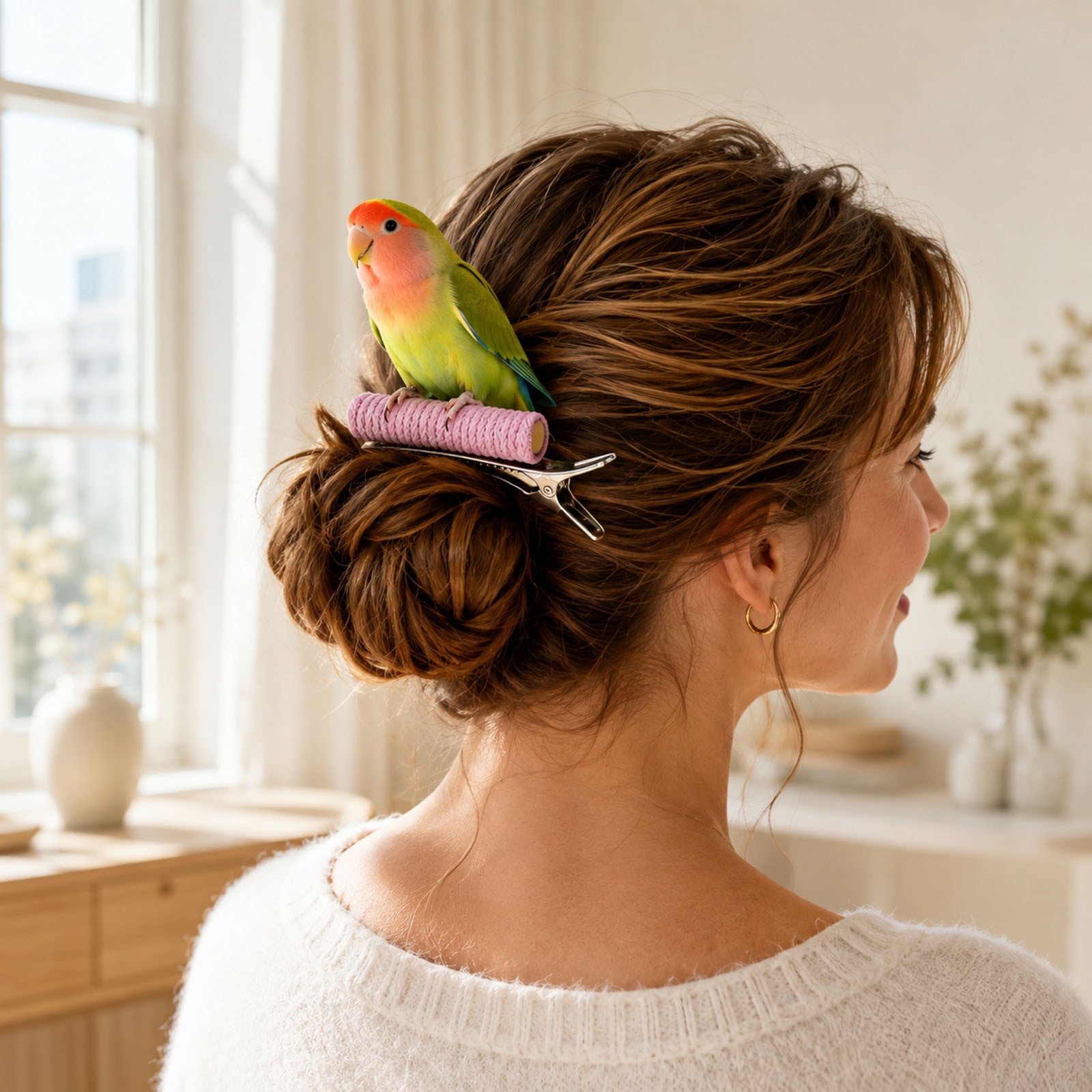 Clip On Parrot Stand Portable Rope Wrapped Bird Perch Lightweight Training Accessory for Budgies & Lovebirds Indoor Bird Interaction