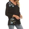 thumbnail image 6 of Higustar Mexican Shirts Peasant Blouses Cotton Embroidered 3/4 Sleeve Bohemian Tops Boho Clothes for Women Summer Fiesta 153-Black-S, 6 of 7