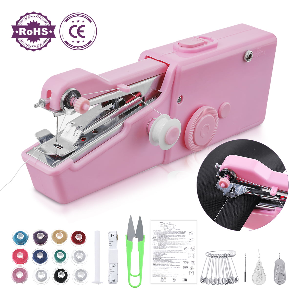 NEW MINI ELECTRIC HAND HELD PORTABLE SEWING MACHINE STITCH CORDLESS TRAVEL CRAFT 