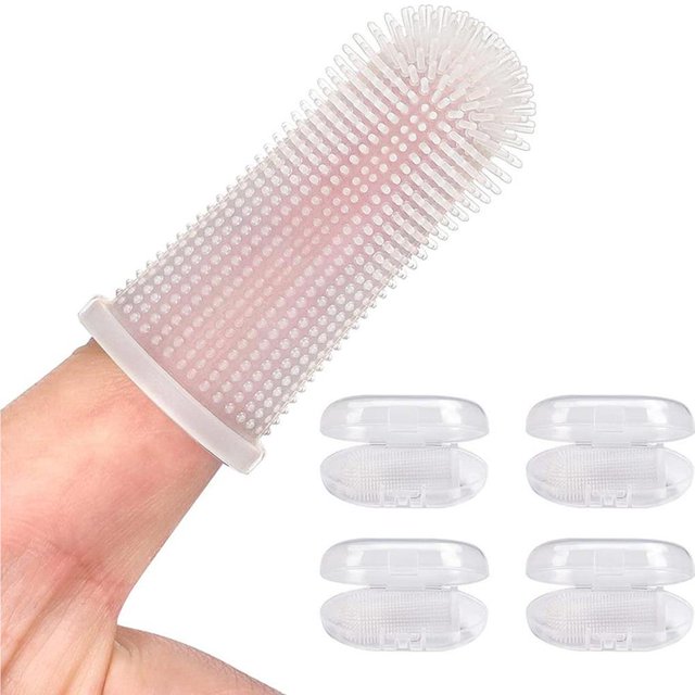 ziyahi Soft Silicone Pet Finger Toothbrush Tooth Cleaner Dog Cat Tooth Cleaning Brush
