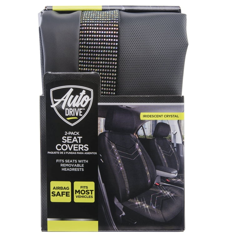 Auto Drive Universal Fit Rainbow Crystal Faux Leather Car Seat Cover Set of 2 Fit for Cars SUVs MPVs Walmart